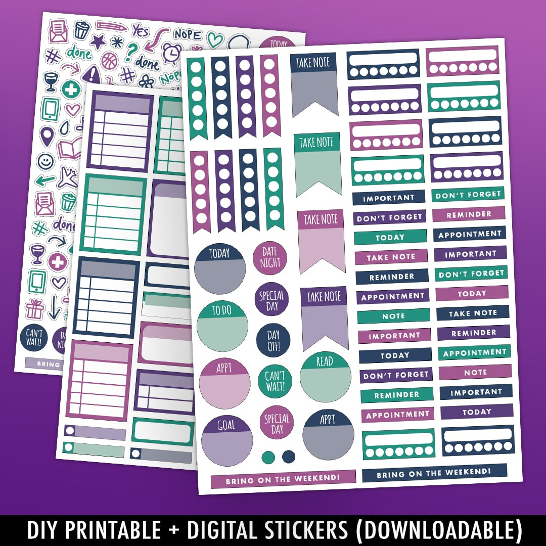Functional Printable Stickers (208) - Sarah Renae Clark - Coloring intended for Free Printable Functional Planner Stickers