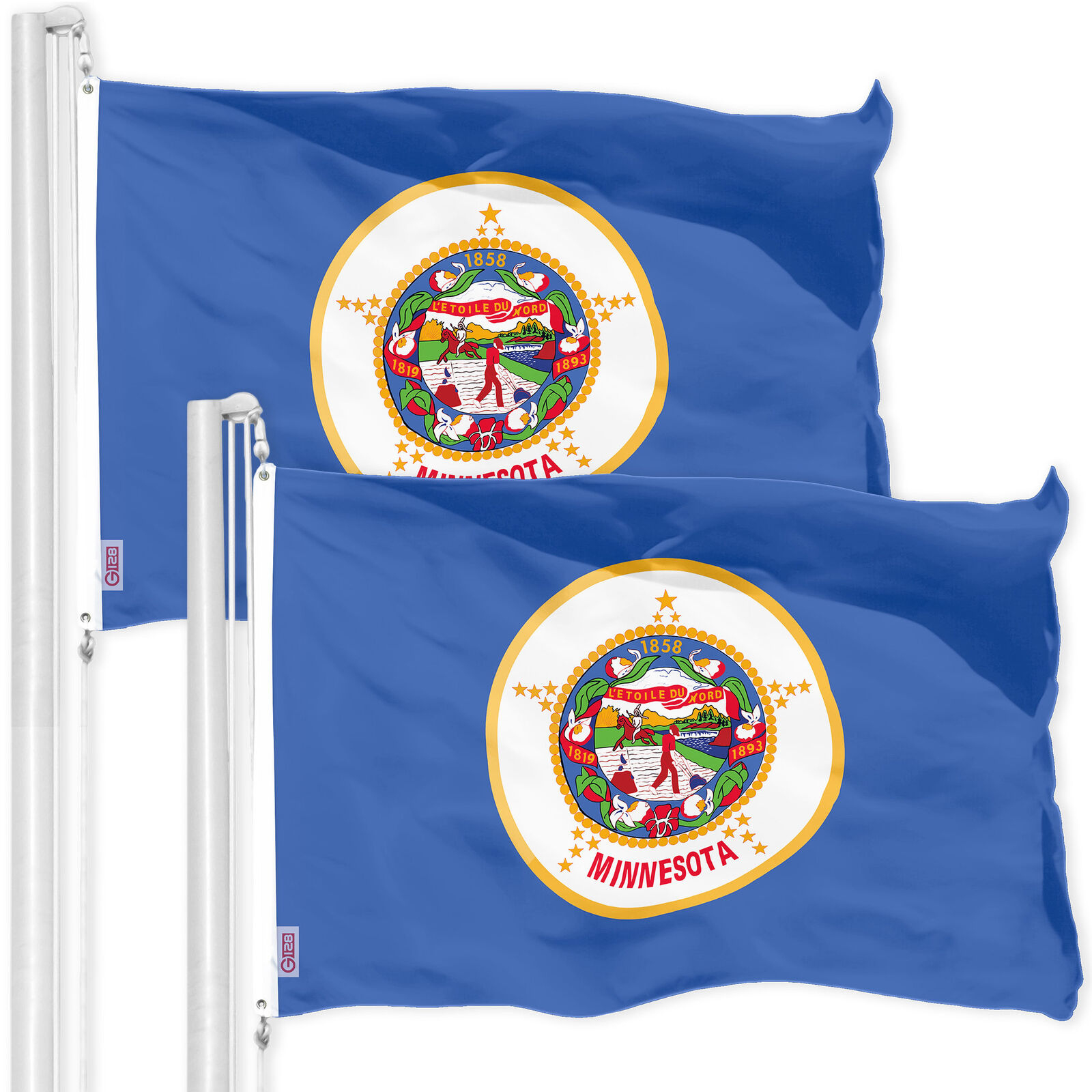 G128 2 Pack: Minnesota Mn State Flag 3X5 Ft Printed 150D Poly, Indoor/Outdoor with regard to Printable Minnesota State Flag