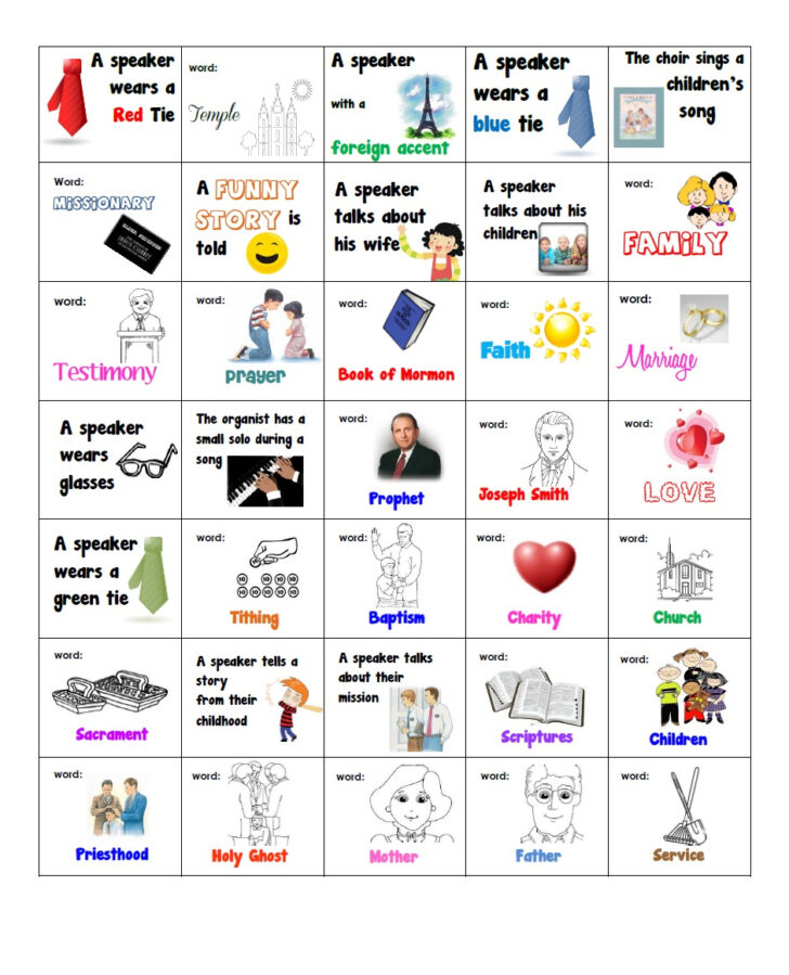 General Conference Bingo Free Printable 2025