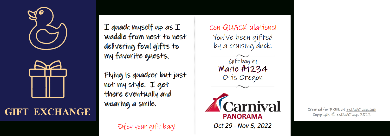 Gift Exchange Tags | Ezducktags with regard to Cruise Gift Exchange Tags Free Printable