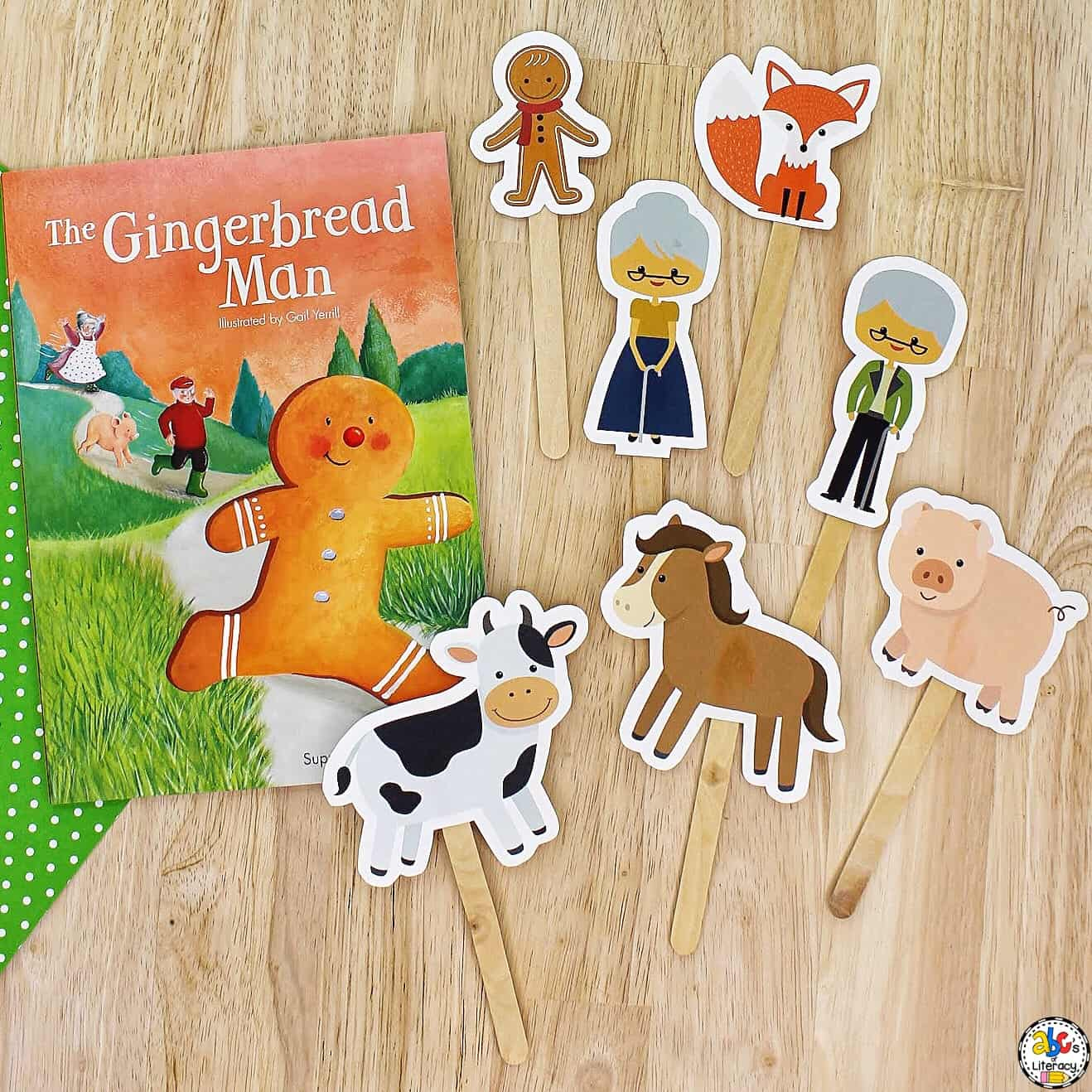 Gingerbread Man Stick Puppets intended for Gingerbread Man Characters Free Printables