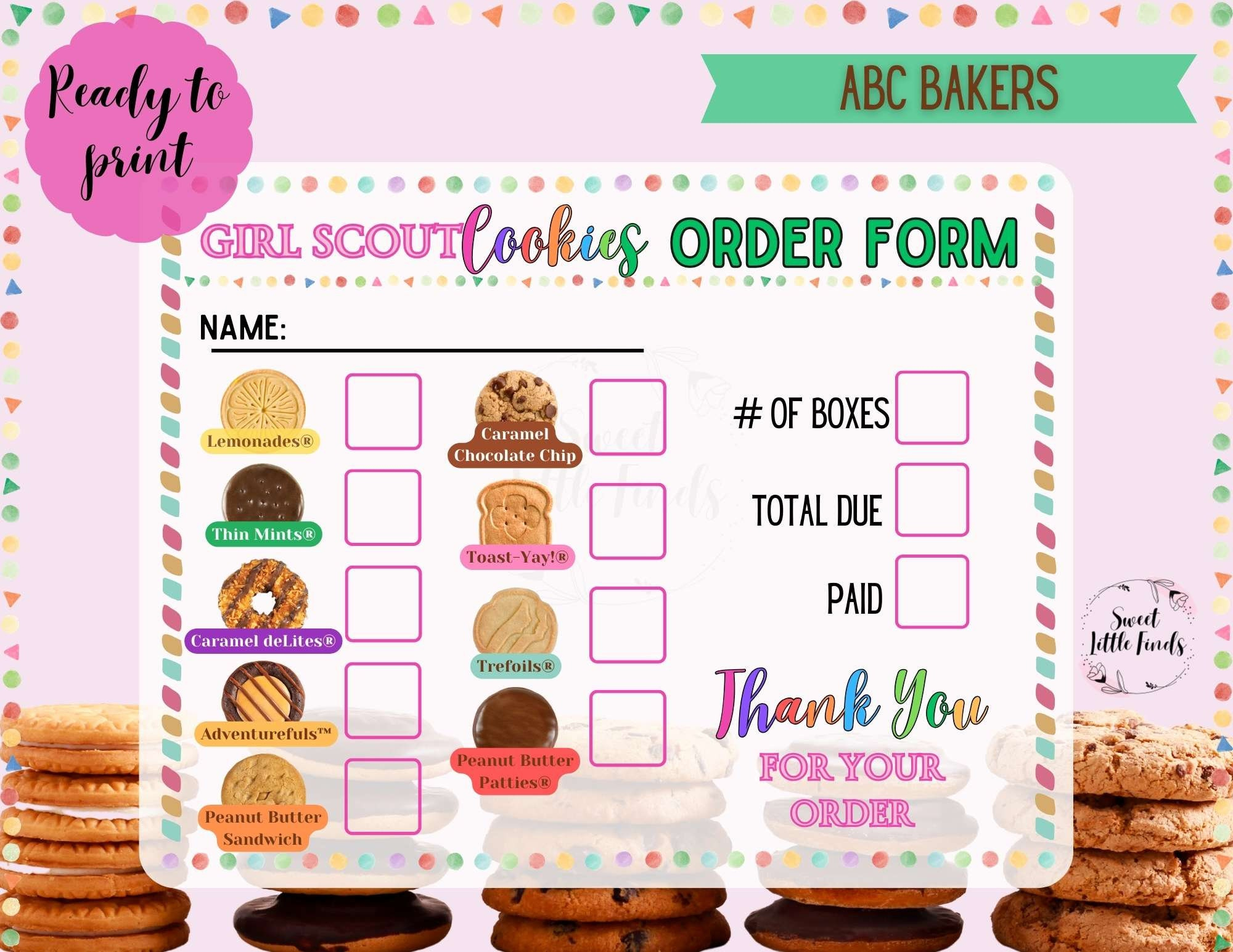 Girl Scout Cookies Abc 2025 Printable Order Form, Girl Scout regarding Girl Scout Cookie Order Form 2025 Printable Free