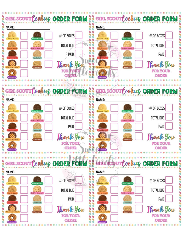 Girl Scout Cookie Order Form 2025 Printable Free