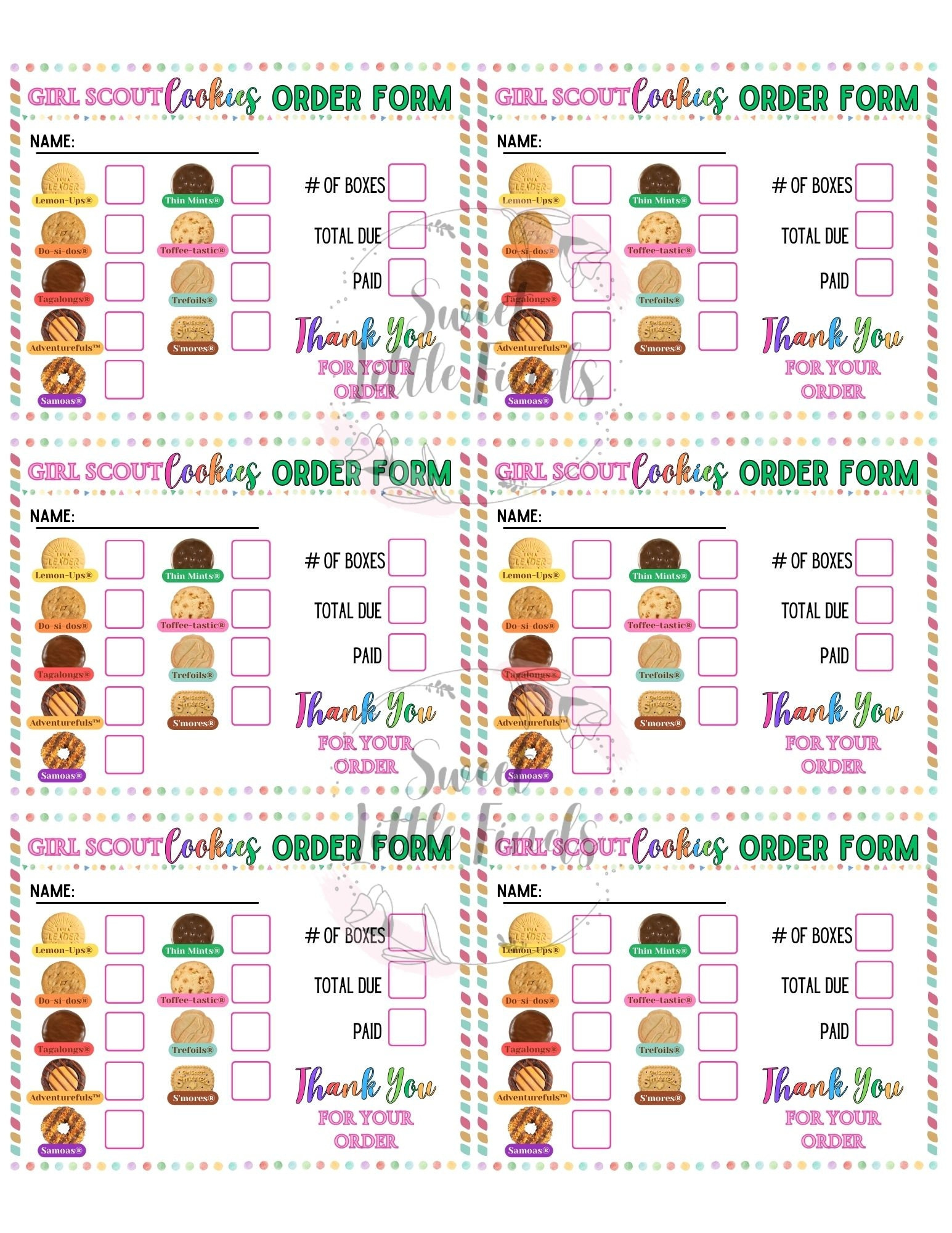 Girl Scout Cookies Lbb 2025 Printable Order Form, Girl Scout with Girl Scout Cookie Order Form 2025 Printable Free