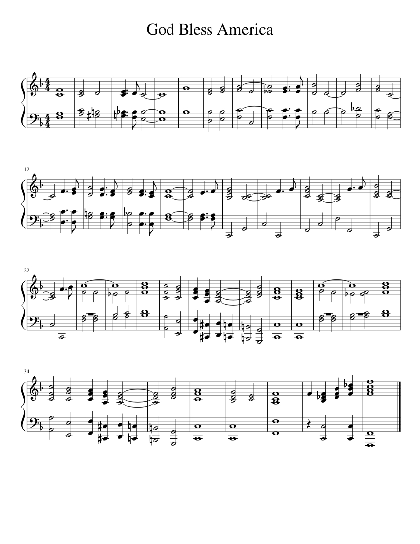 God Bless America Sheet Music For Piano (Solo) Easy | Musescore inside Downloadable Free Printable God Bless America Sheet Music