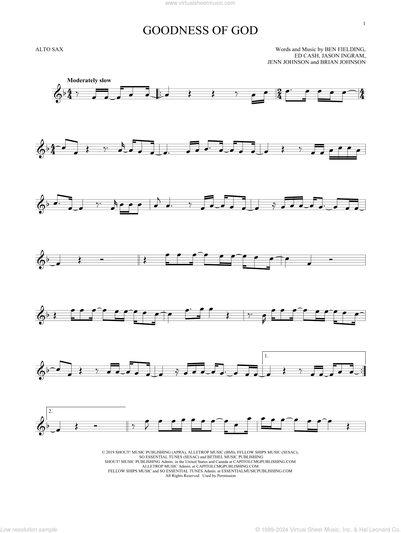 Goodness Of God Sheet Music For Alto Saxophone Solo (Pdf) inside Free Printable Sheet Music For Alto Saxophone