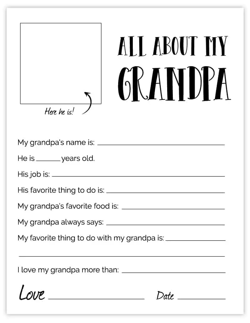 Grandpa Father&amp;#039;S Day Printable - Free Grandpa Fathers Day Gift for Free Printable Grandpa Questionnaire