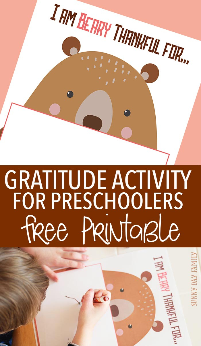 Gratitude Activity For Preschoolers: Free Printable Inspired within Bear Says Thanks Free Printables