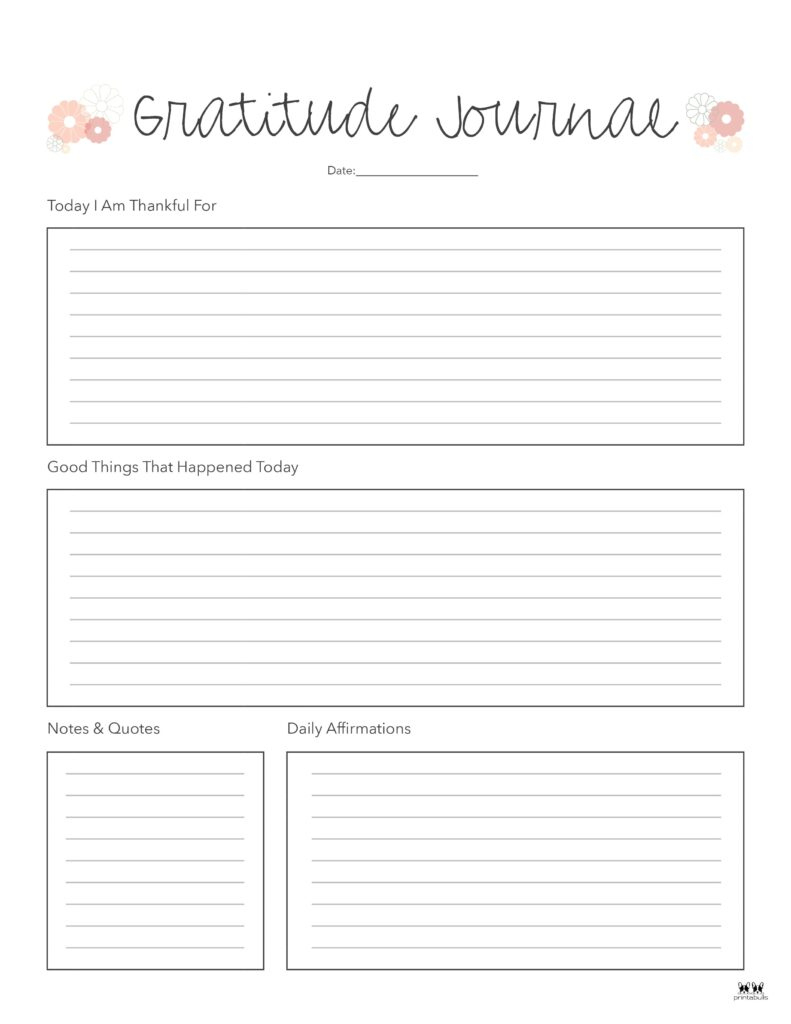 Gratitude Journal Templates - 18 Free Printables | Printabulls within Gratitude Journal Free Printables
