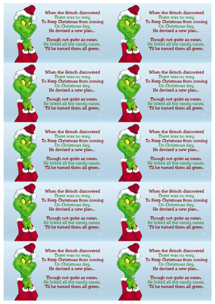 Free Printable Grinch Candy Cane Tags