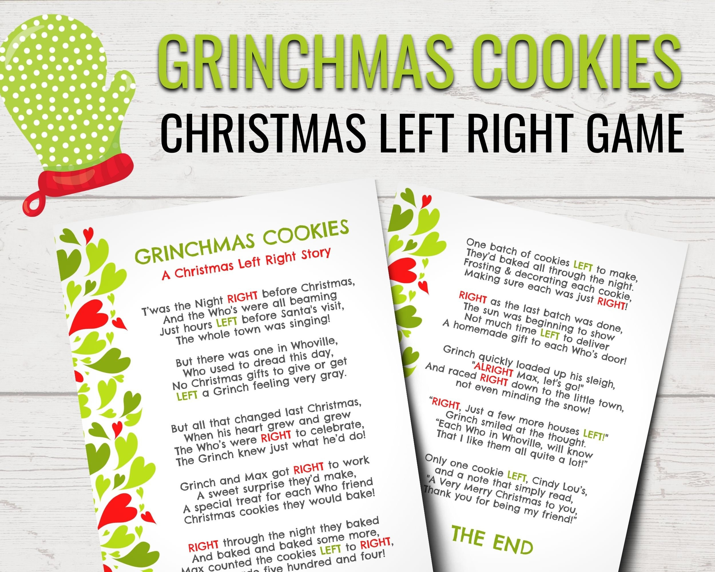 Grinchmas Cookies Christmas Left Right Game | Printable Grinch throughout Free Printable Grinch Left Right Game