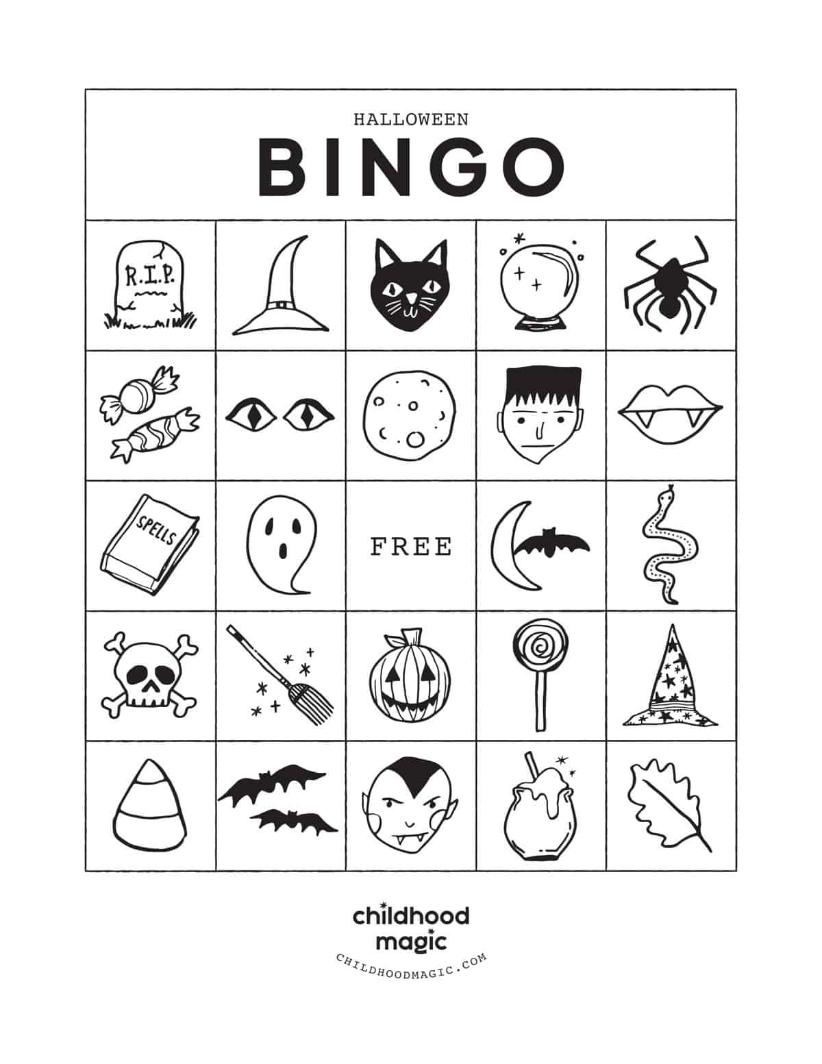 Halloween Bingo - Childhood Magic throughout Halloween Bingo Cards Free Printable