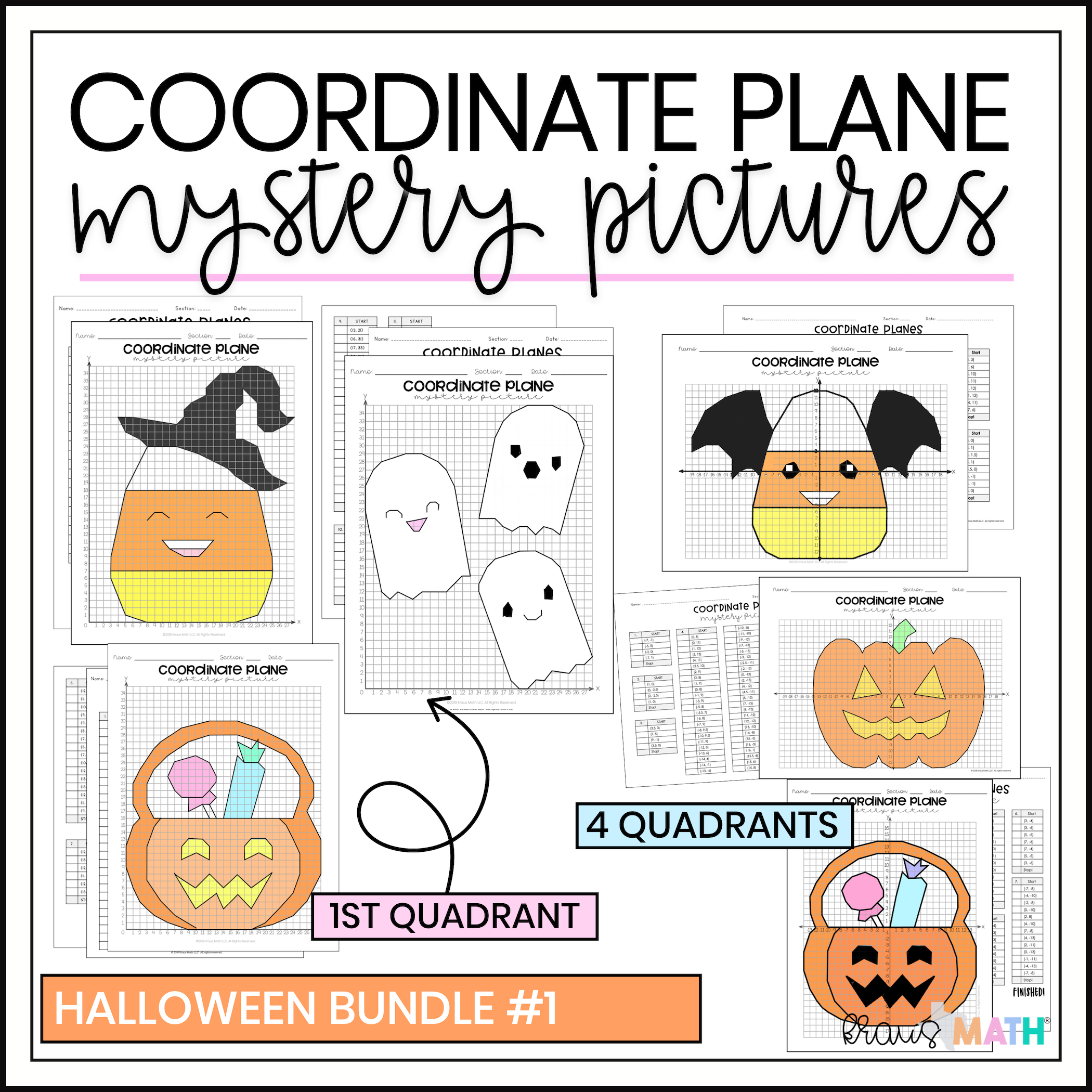 Halloween Bundle #1 | Coordinate Plane Activity - Kraus Math regarding Free Printable Coordinate Graphing Pictures Worksheets Halloween