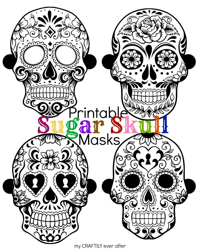 Halloween: Printable Sugar Skull Masks - See Vanessa Craft intended for Day of the Dead Printable Masks