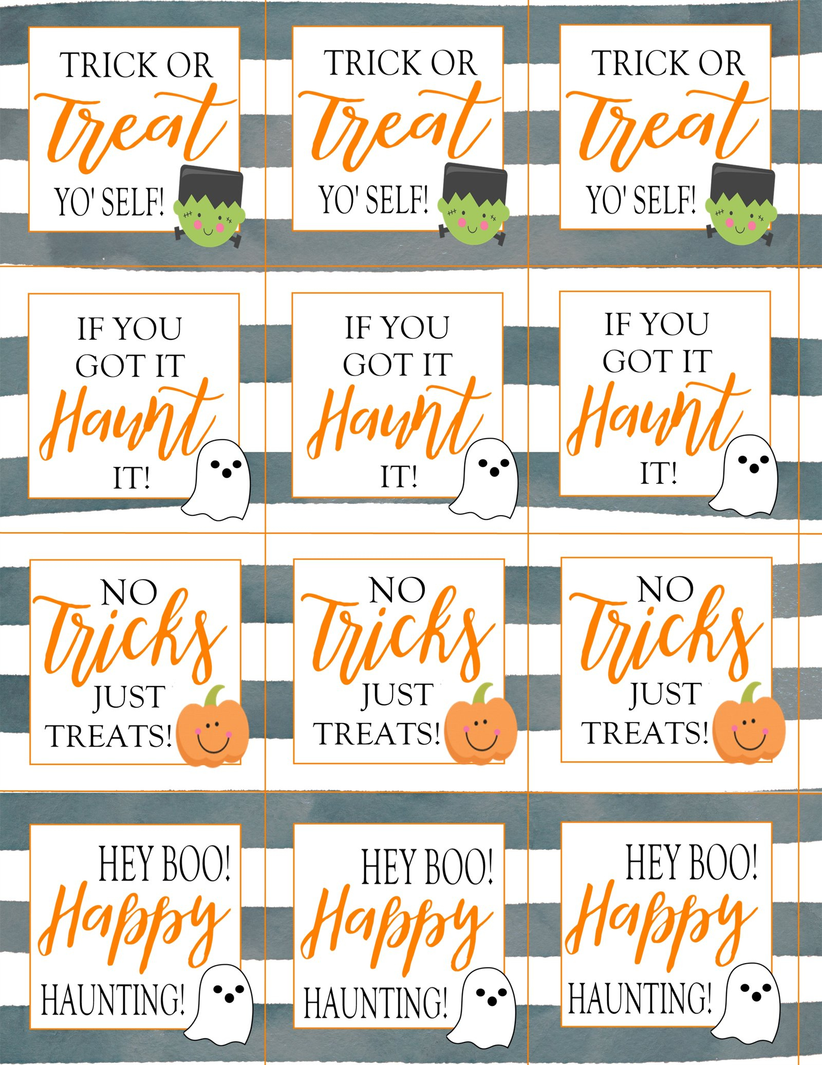 Halloween Treat Tags: 4 Designs inside Free Printable Printable Halloween Tags