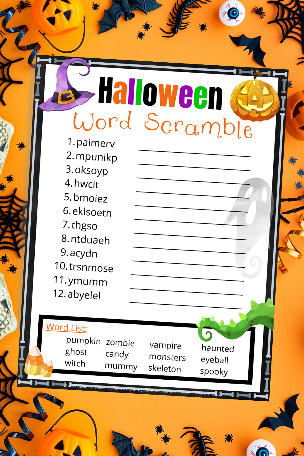 Halloween Word Scramble Free Printable with regard to Free Printable Halloween Word Scramble