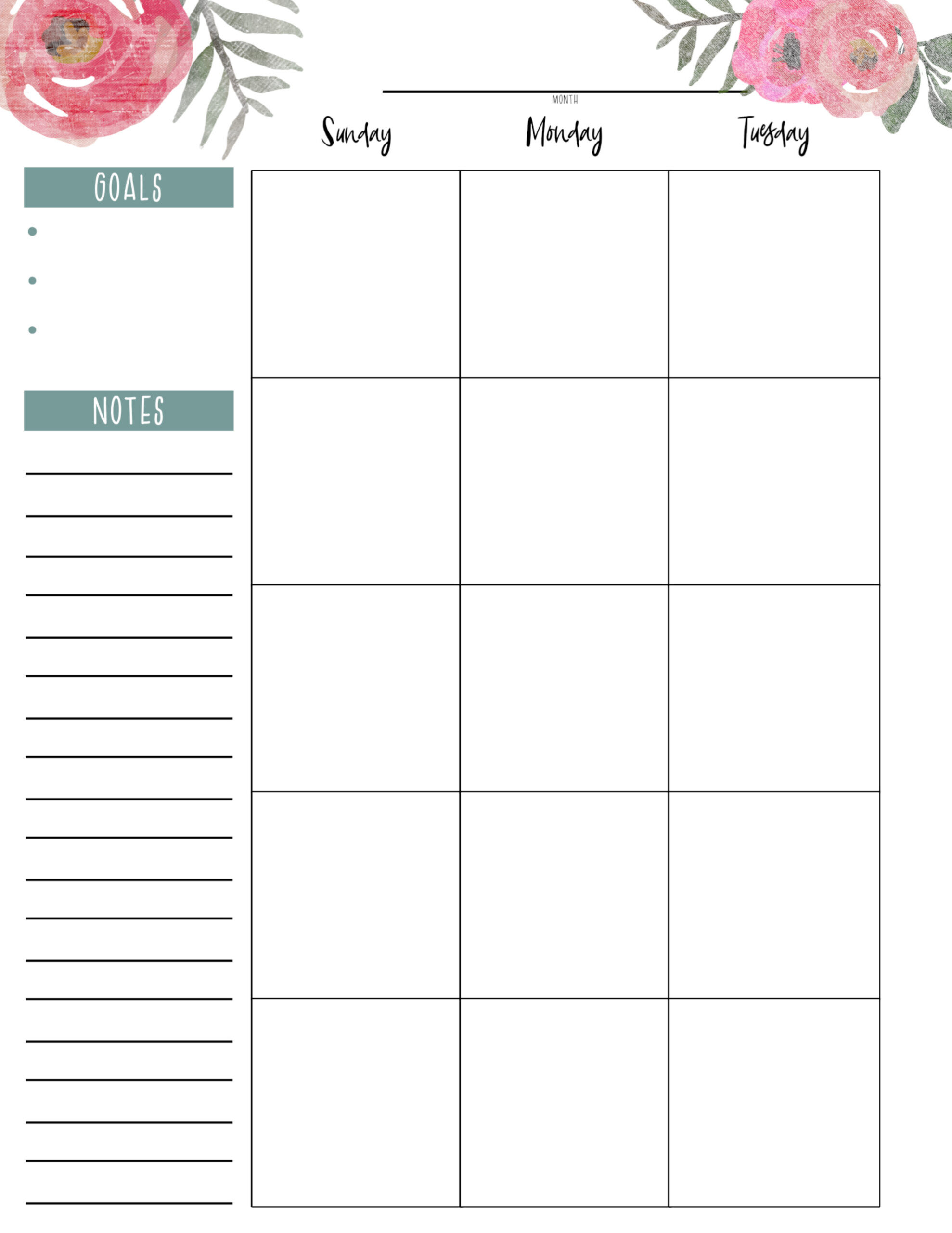 Happy Planner Free Printable Pages - Floral - Paper Trail Design within Free Printables For The Happy Planner