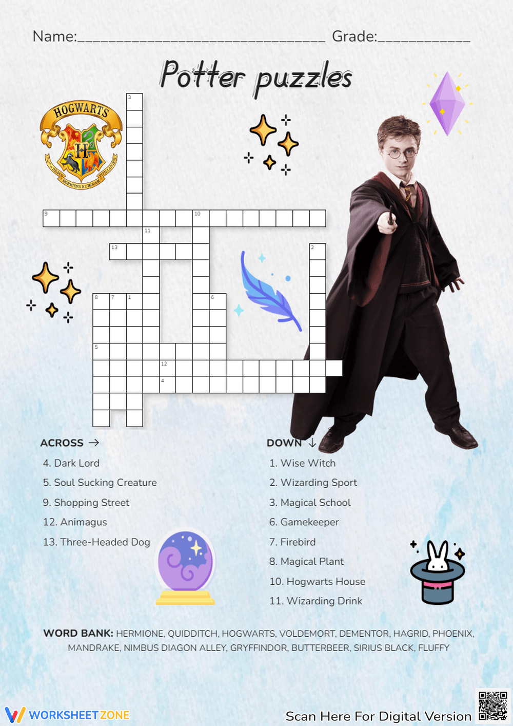 Harry Potter Crossword Worksheets 2025 throughout Harry Potter Crossword Puzzles Printable