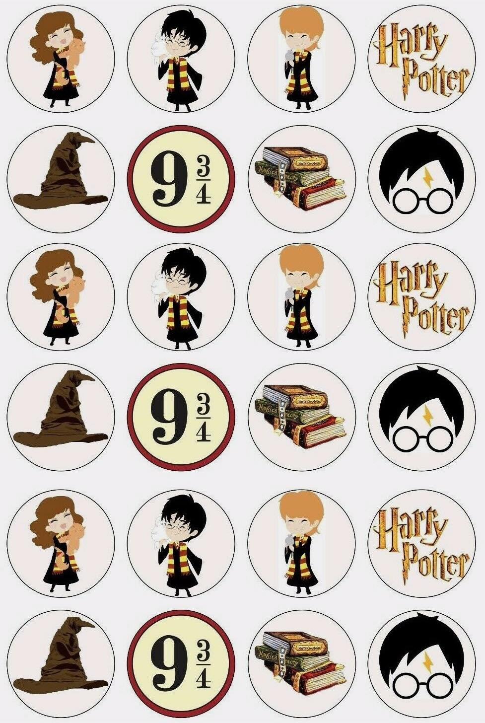 Harry Potter Edible Cupcake Topper 4Cm Round Uncut Images Decoration regarding Printable Harry Potter Cupcake Toppers