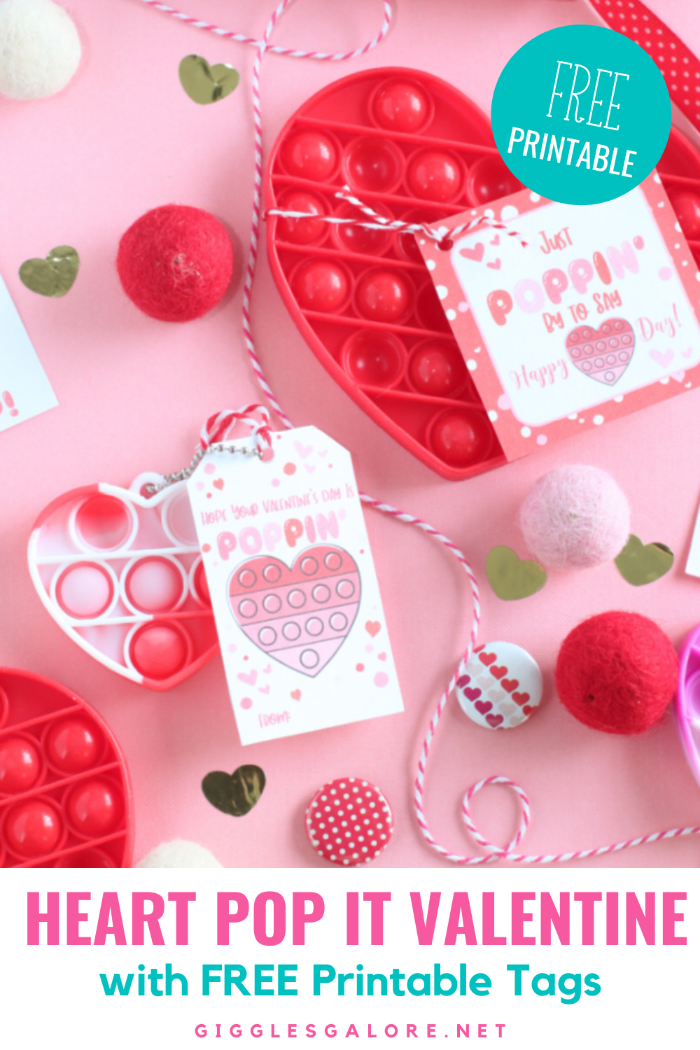 Heart Pop-It Valentine With Free Printable Tags - Giggles Galore with Pop It Valentine Printable Free