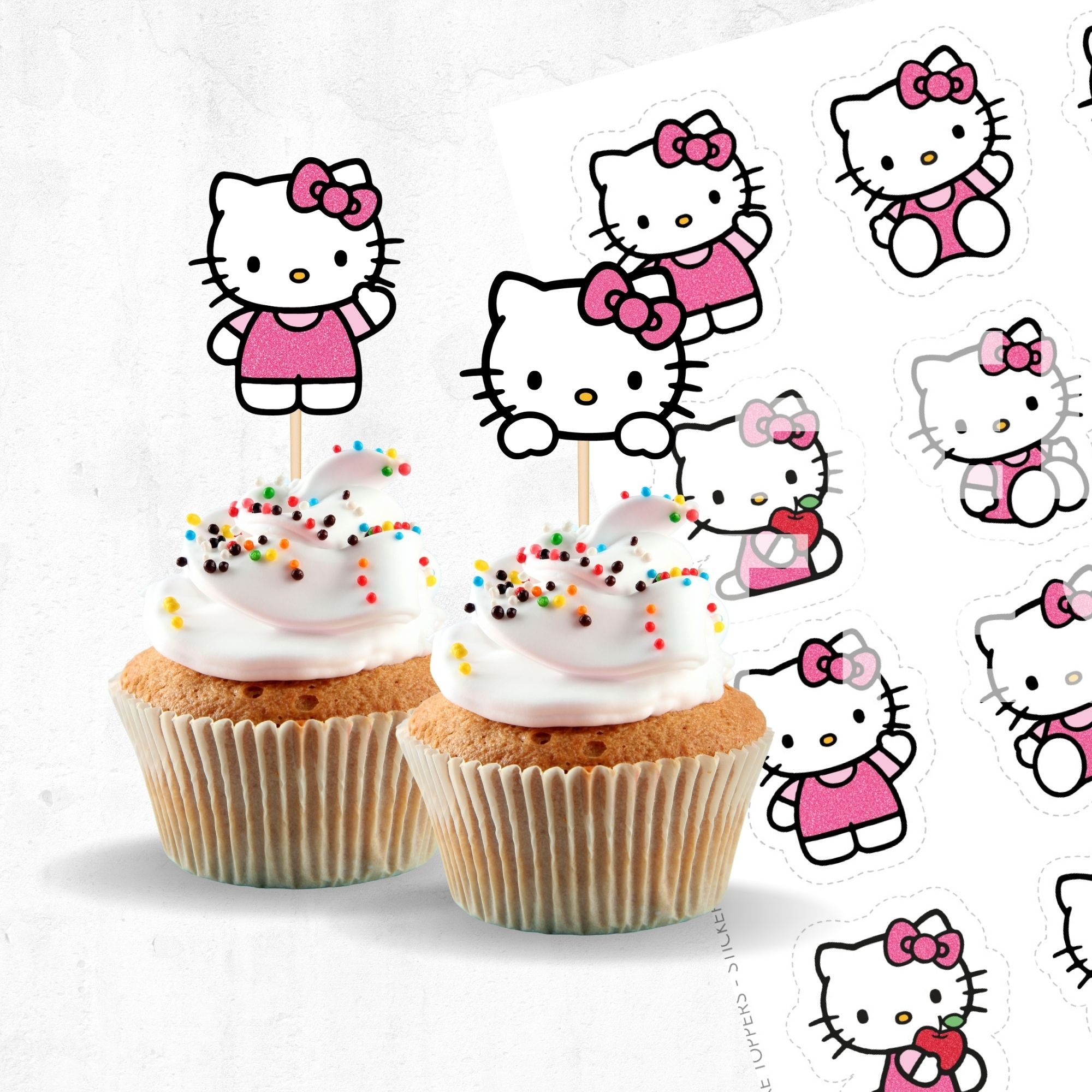 Hello Kitty Silhouette Toppers regarding Printable Hello Kitty Cupcake Toppers