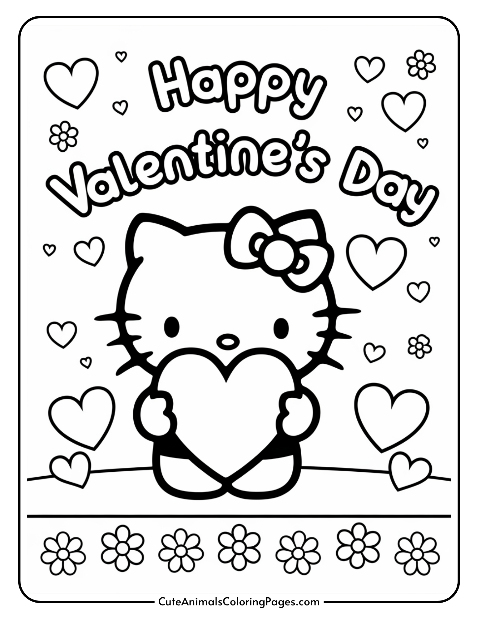 Hello Kitty Valentine Coloring Pages (12 Free Printable Pdf Pages intended for Hello Kitty Valentines Printable