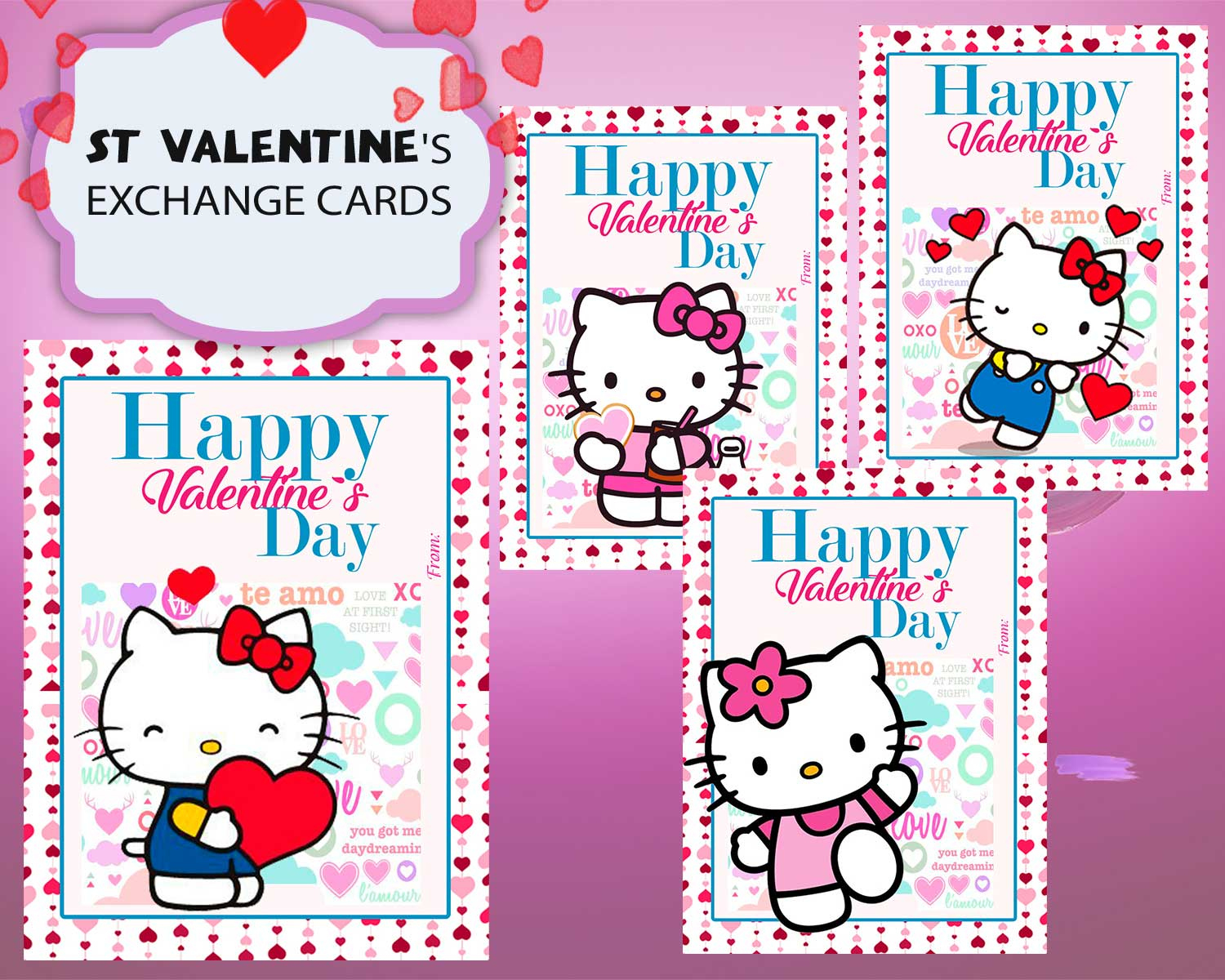 Hello Kitty Valentines Day Cards with Hello Kitty Valentines Printable