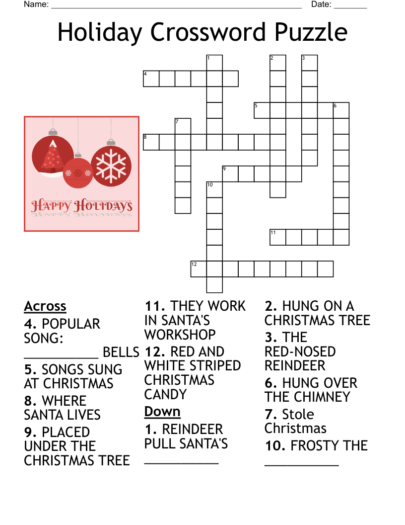 Holiday Crossword Puzzle - Wordmint inside Holiday Crosswords Printable