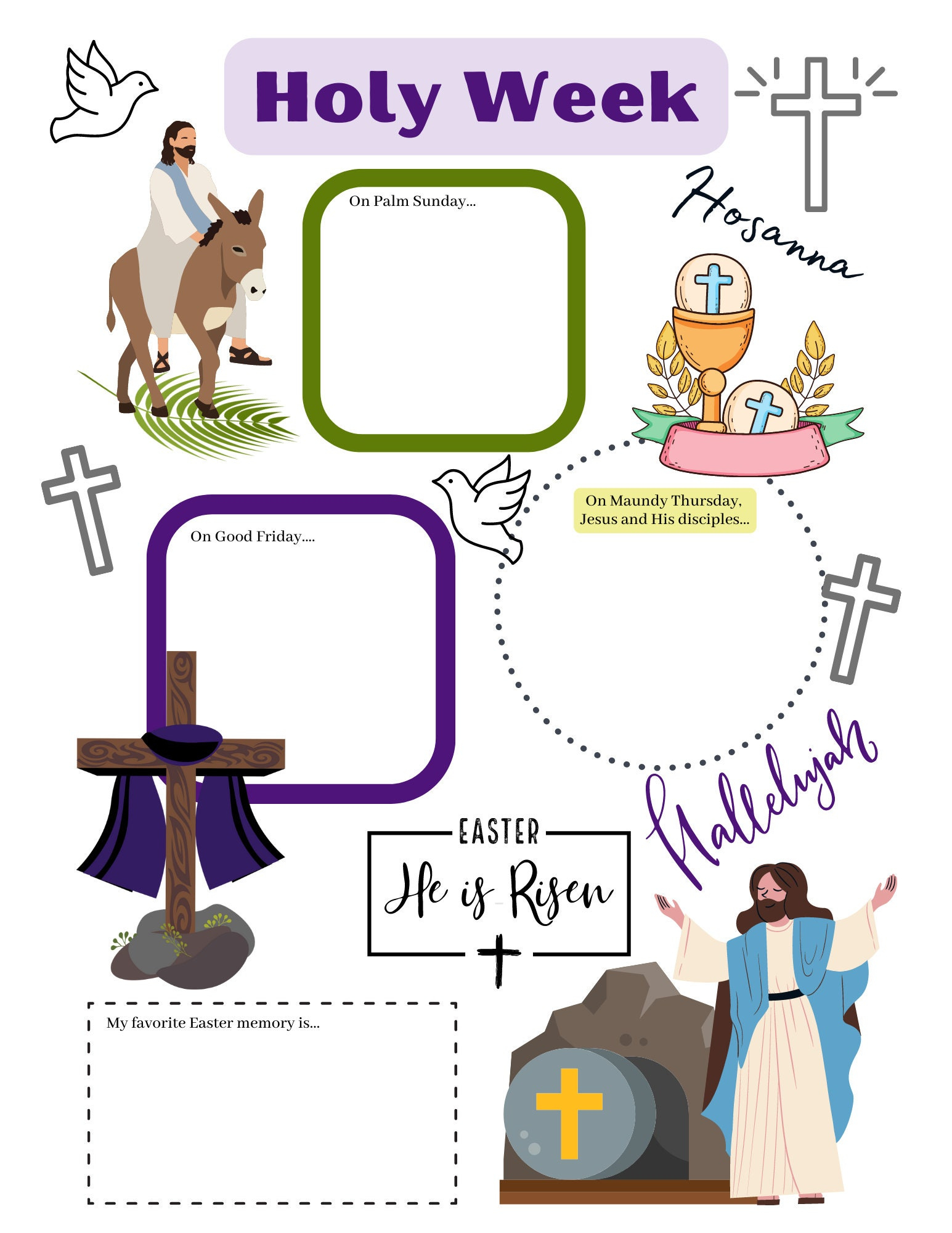 Holy Week Kids Printable Activities, Easter Activities For Kids in Holy Week Activities Printable