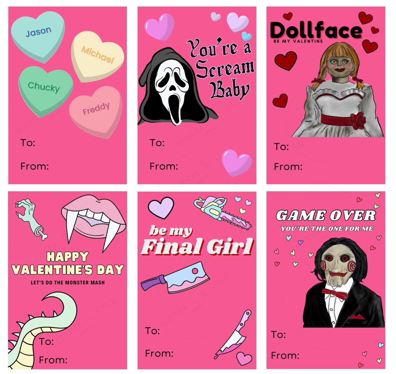 Horror Movie Valentine Downloadable Printable Fun Valentines with regard to Printable Horror Valentines Card