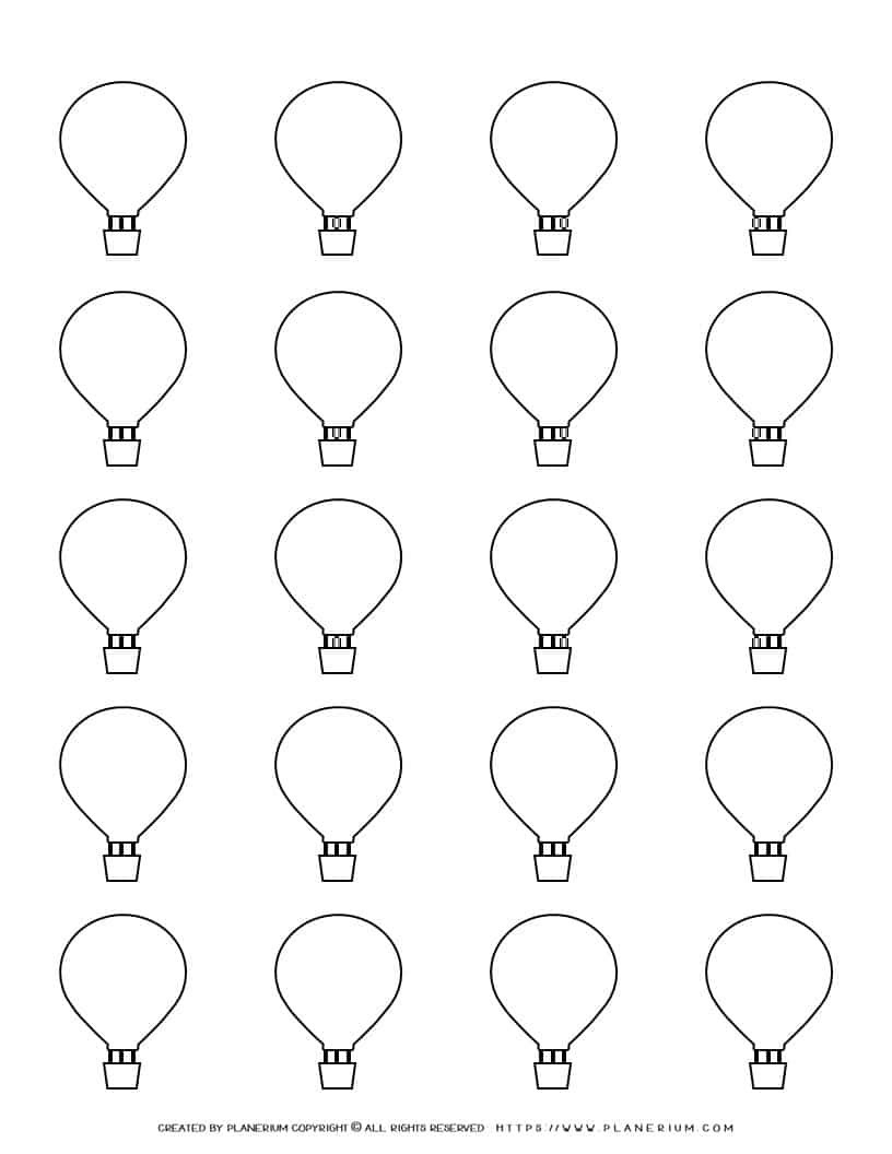 Hot Air Balloon Template - Twenty Hot Air Balloons | Planerium within Printable Cut Out Balloon Template