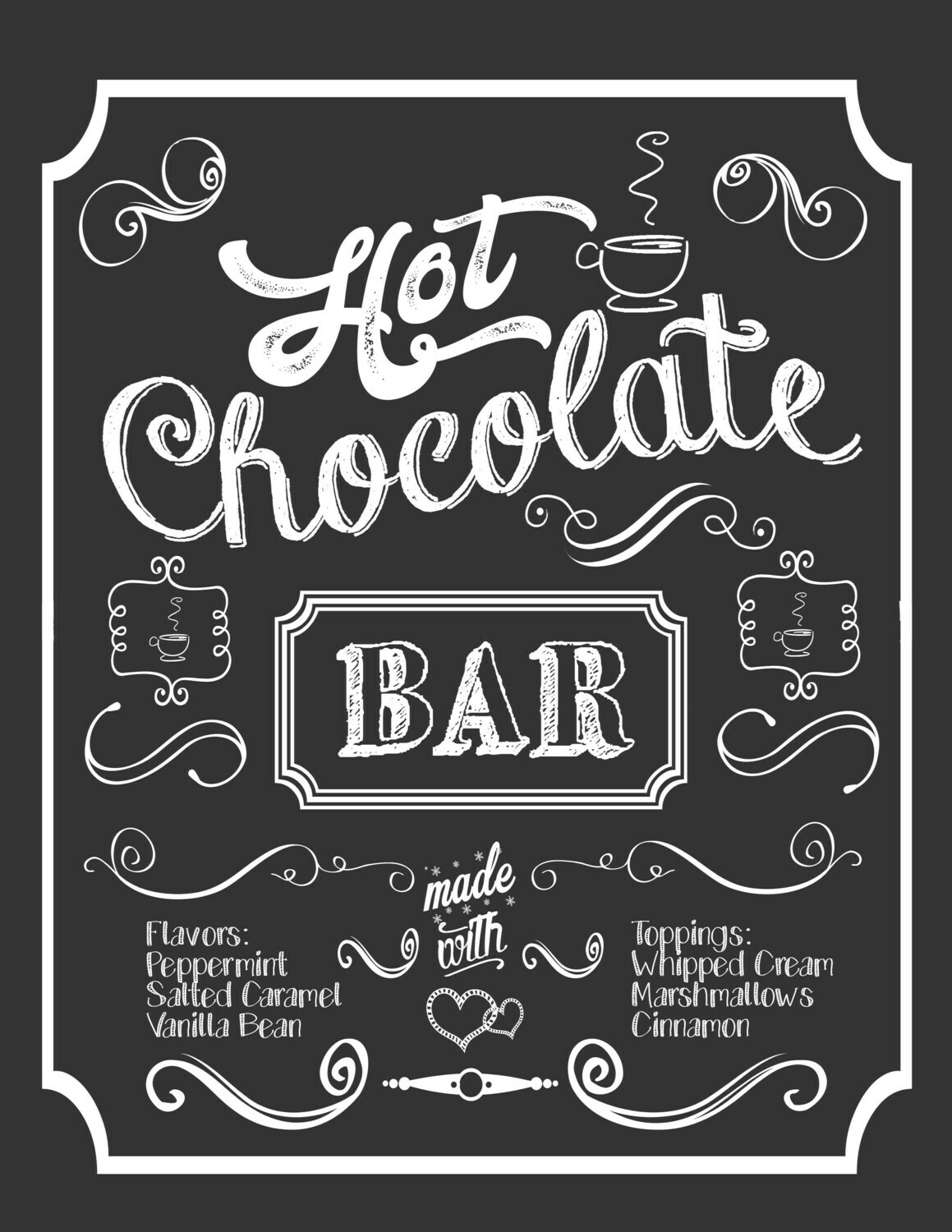 Hot Chocolate Bar Free Chalkboard Printable Sign in Free Printable Hot Chocolate Bar Printables