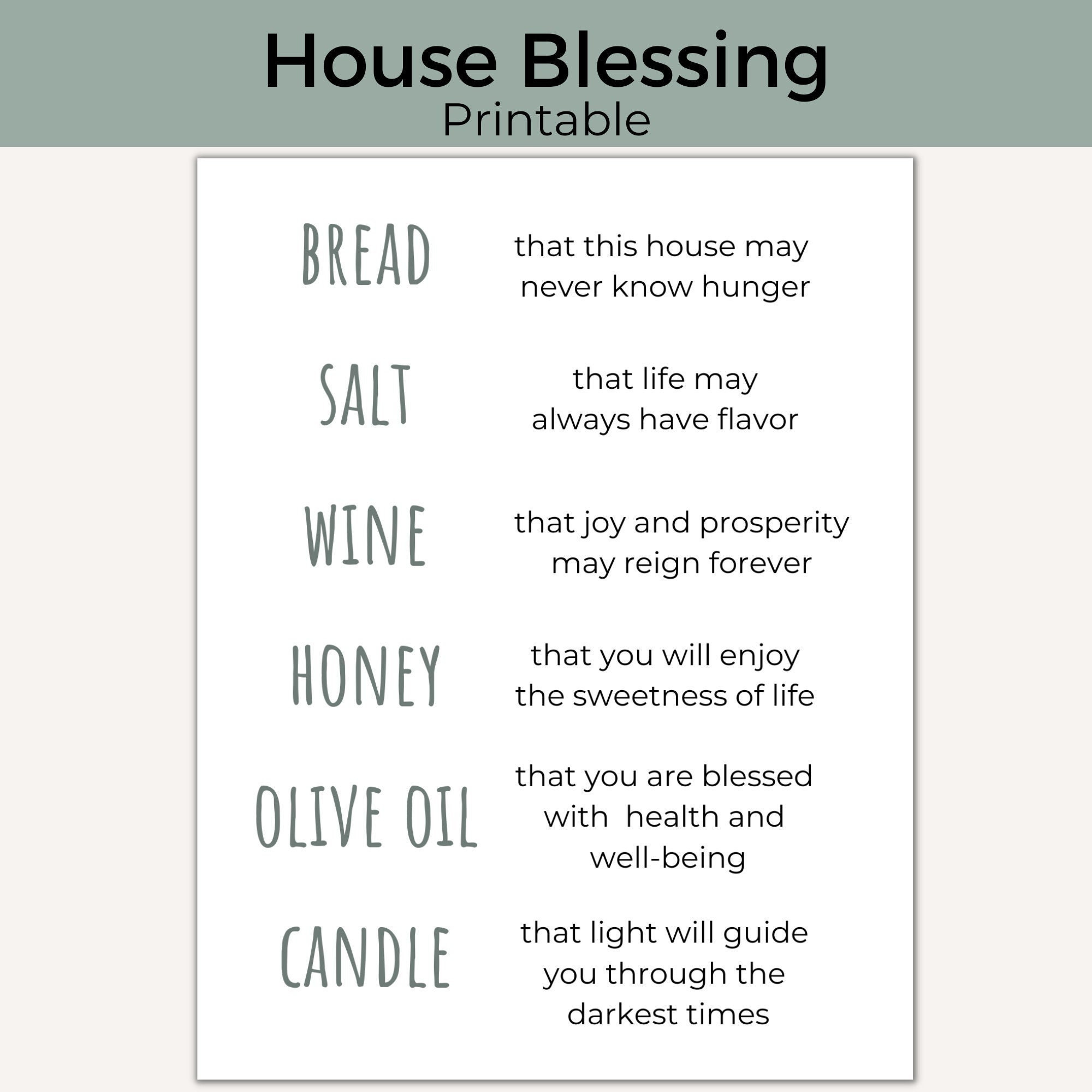Housewarming Printable| House Blessing Printable| Bread, Salt pertaining to Bread Salt Wine Printable Free