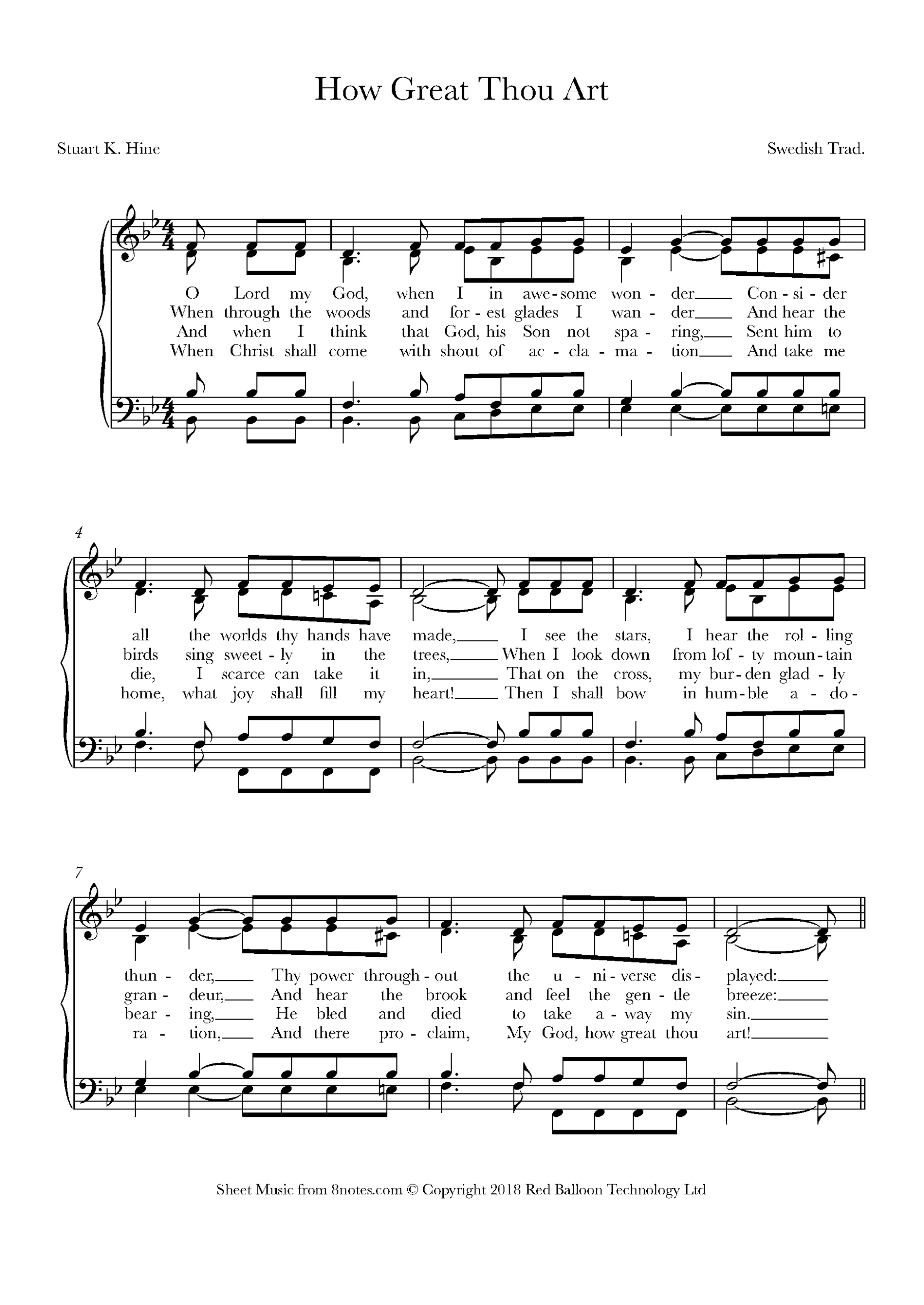 How Great Thou Art For Choir - Free Sheet Music For Choir | 8Notes regarding Free Printable How Great Thou Art Hymn