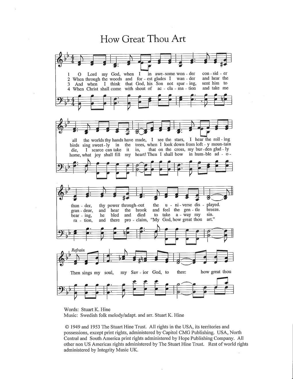 How Great Thou Art - Hope Publishing Company intended for Free Printable How Great Thou Art Hymn