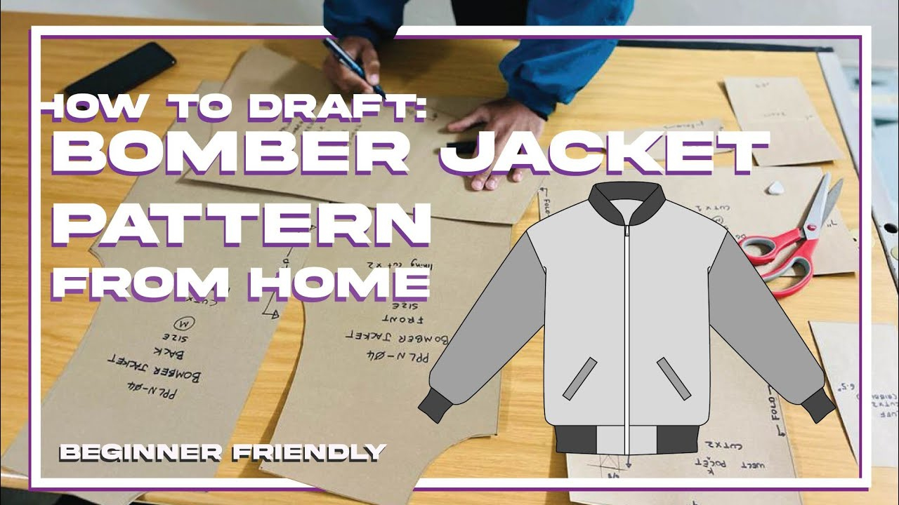 How To Draft: Bomber Jacket Pattern (Printable Pdf Included) At Home. Beginner Friendly Tutorial intended for Printable Bomber Jacket Pattern Free