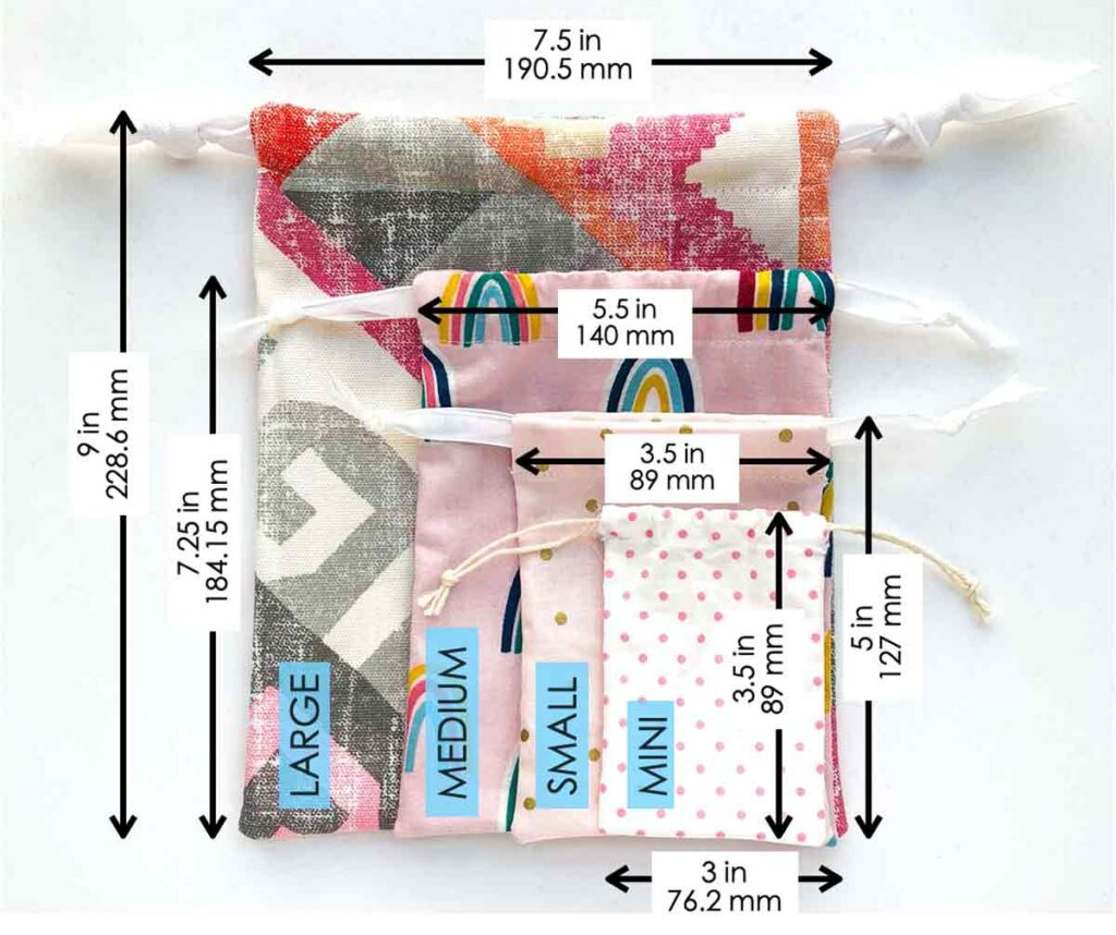 How To Make A Very Easy Drawstring Bag (Free Pattern In 4 Sizes for Printable Drawstring Bag Pattern Free