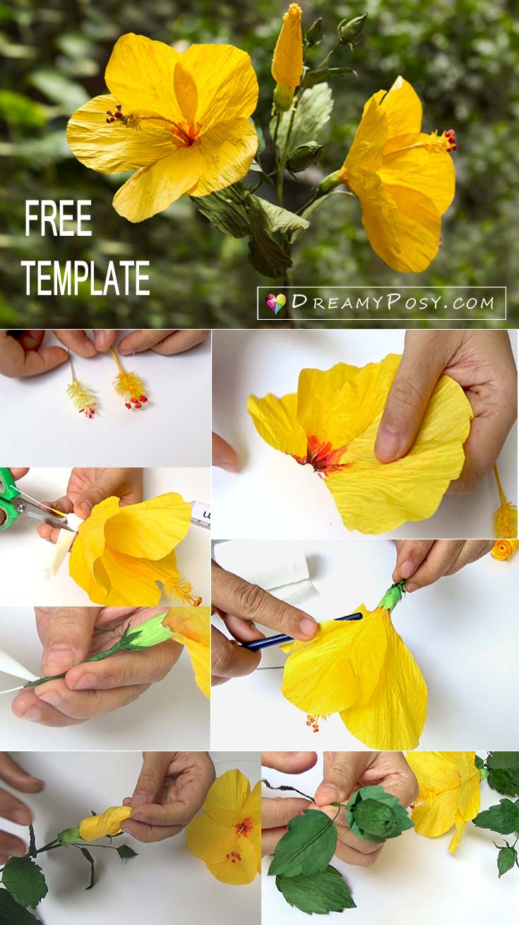 How To Make Hibiscus Paper Flower With Free Templates, Easy To Follow with regard to Printable Hibiscus Paper Flower Template Free