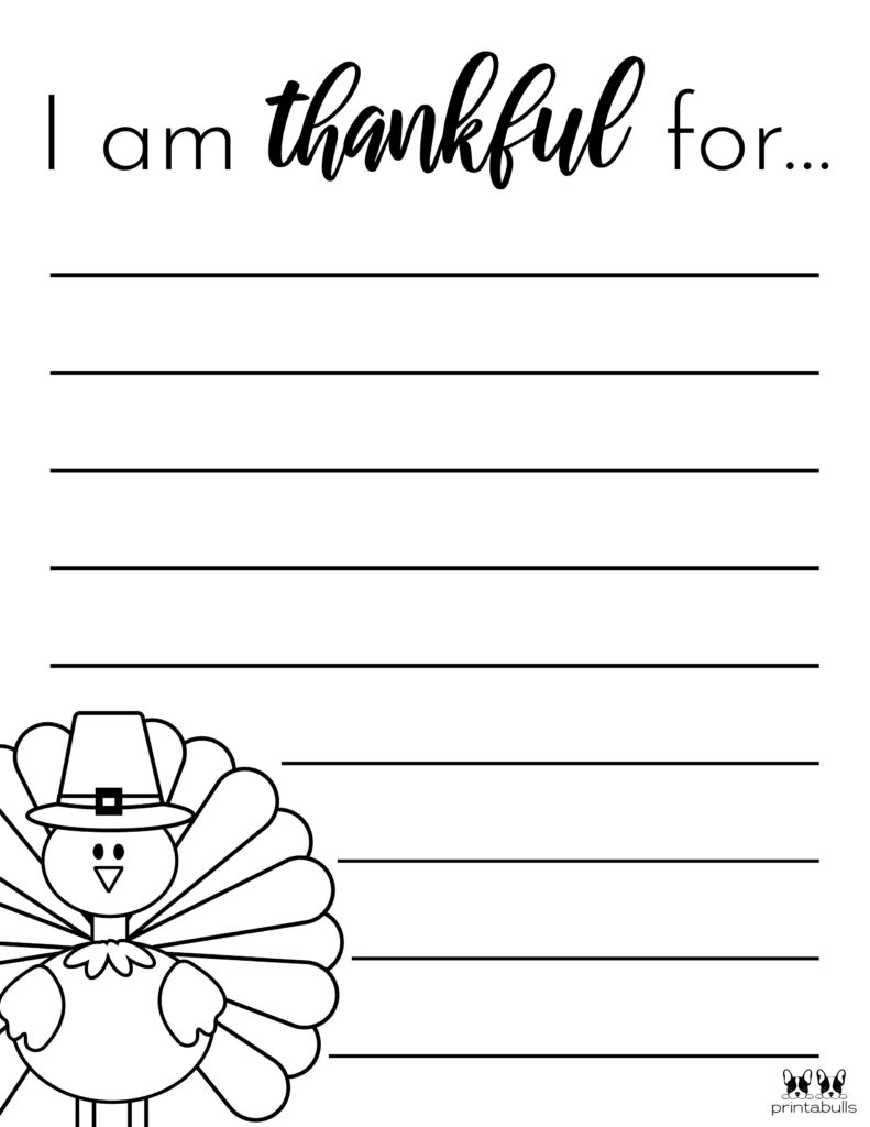 I Am Thankful For&amp;#039; Printables - 10 Unique Worksheets | Printabulls throughout Thanksgiving I Am Thankful For Free Printables