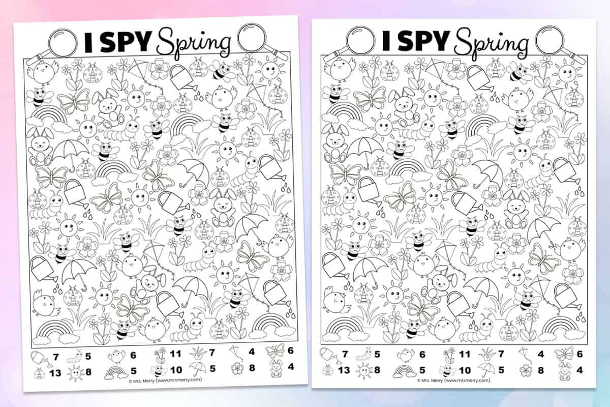 I Spy Game For Spring Free Printable | Mrs. Merry regarding I Spy Printable Free