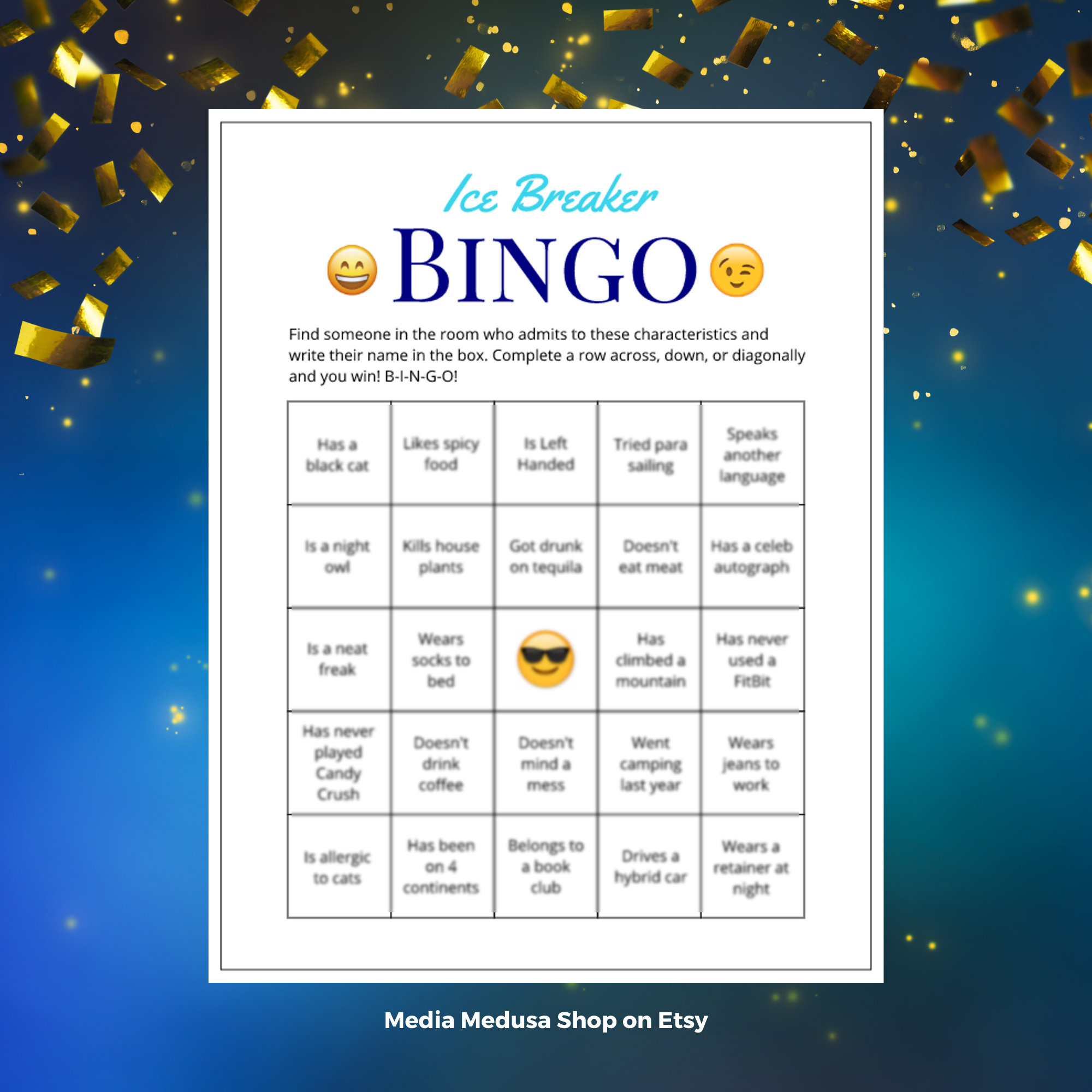 Ice Breaker Game Human Bingo Cards Get To Know You Party - Etsy pertaining to Ice Breaker Bingo Cards