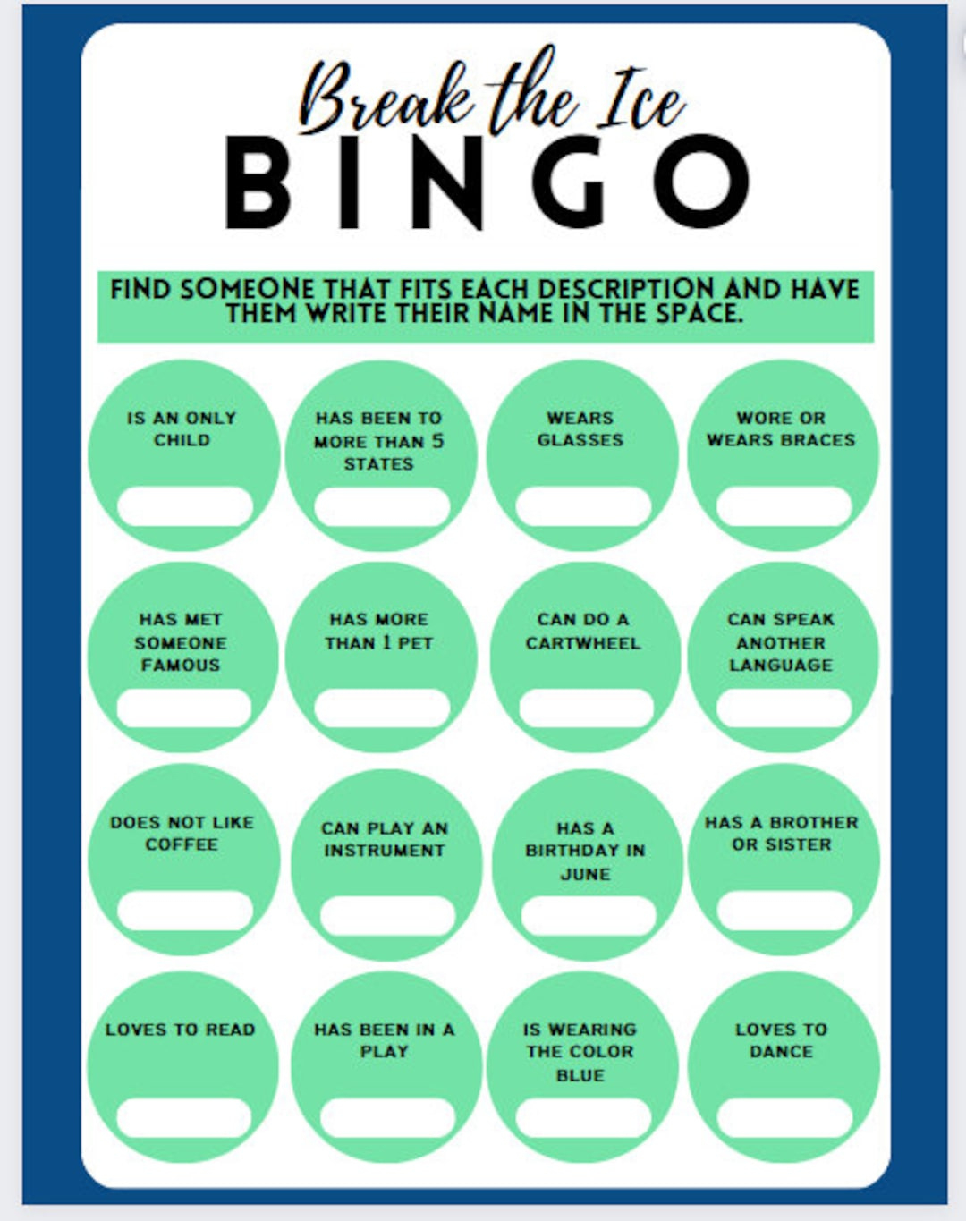 Icebreaker Bingo 100% Anpassbare Canva Vorlage (3 Karten) Für Den Klassenraum Oder Team Building - Etsy.de with Ice Breaker Bingo Card Generator