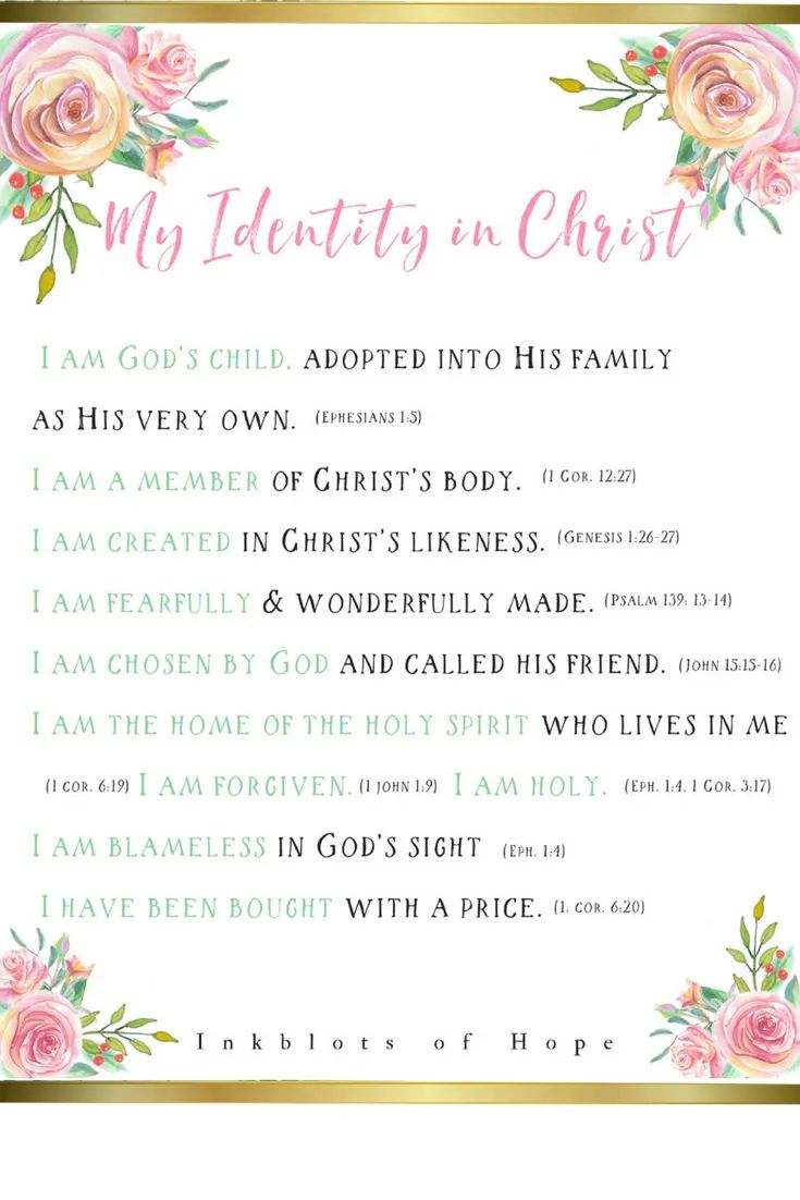 Identity In Christ Printable throughout My Identity In Christ Printable