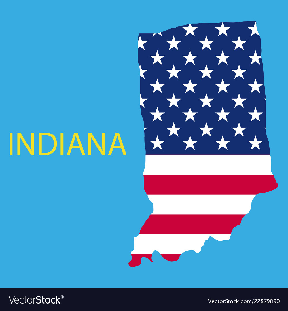 Indiana State Of America With Map Flag Print Vector Image with Indiana State Flag Printable
