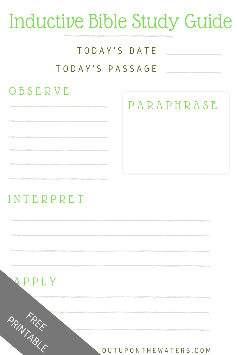 Inductive Bible Study Guide - Out Upon The Waters pertaining to Free Printable Bible Study Guide