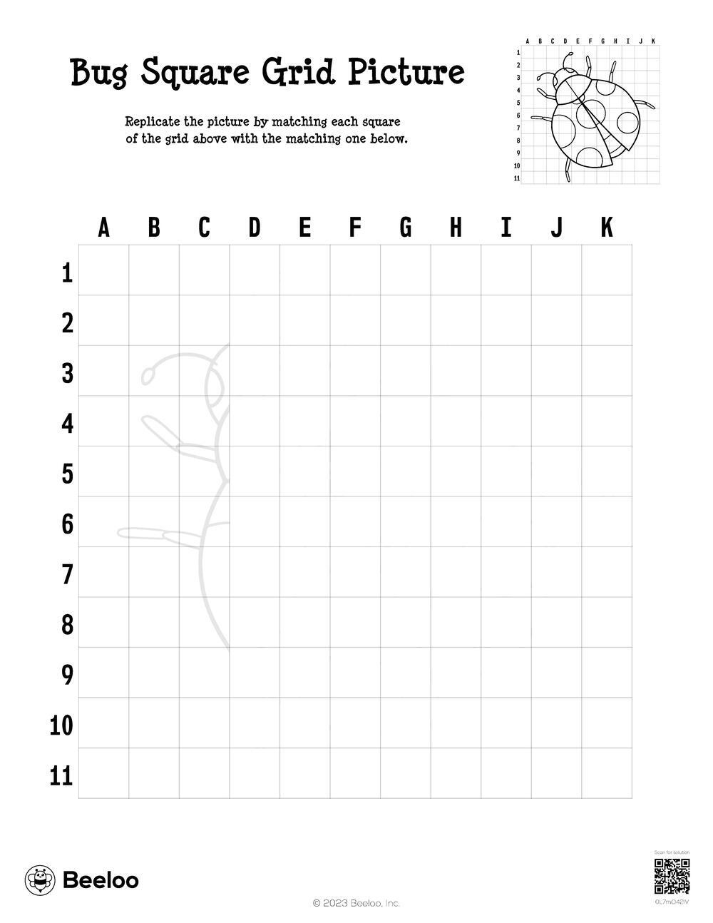 Insect-Themed Grid Drawings • Beeloo Printable Crafts And for Printable Insect Coordinates Worksheet