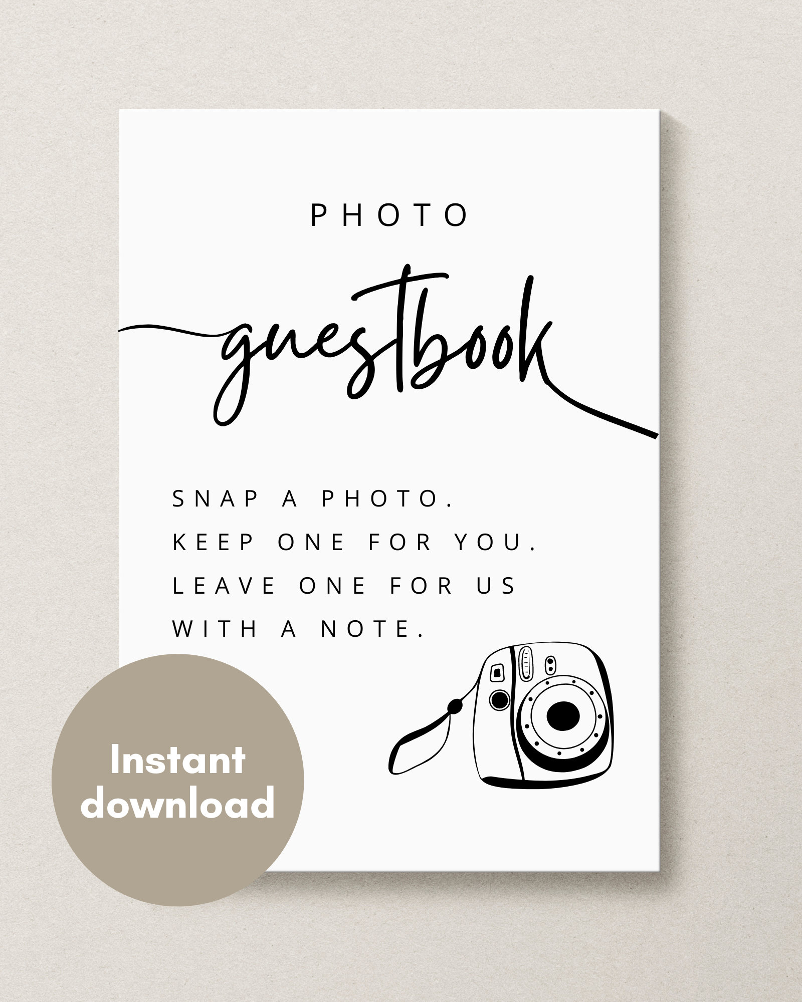 Instant Download Instax Mini Photo Guestbook Sign Minimalist intended for Polaroid Guest Book Sign Printable Free