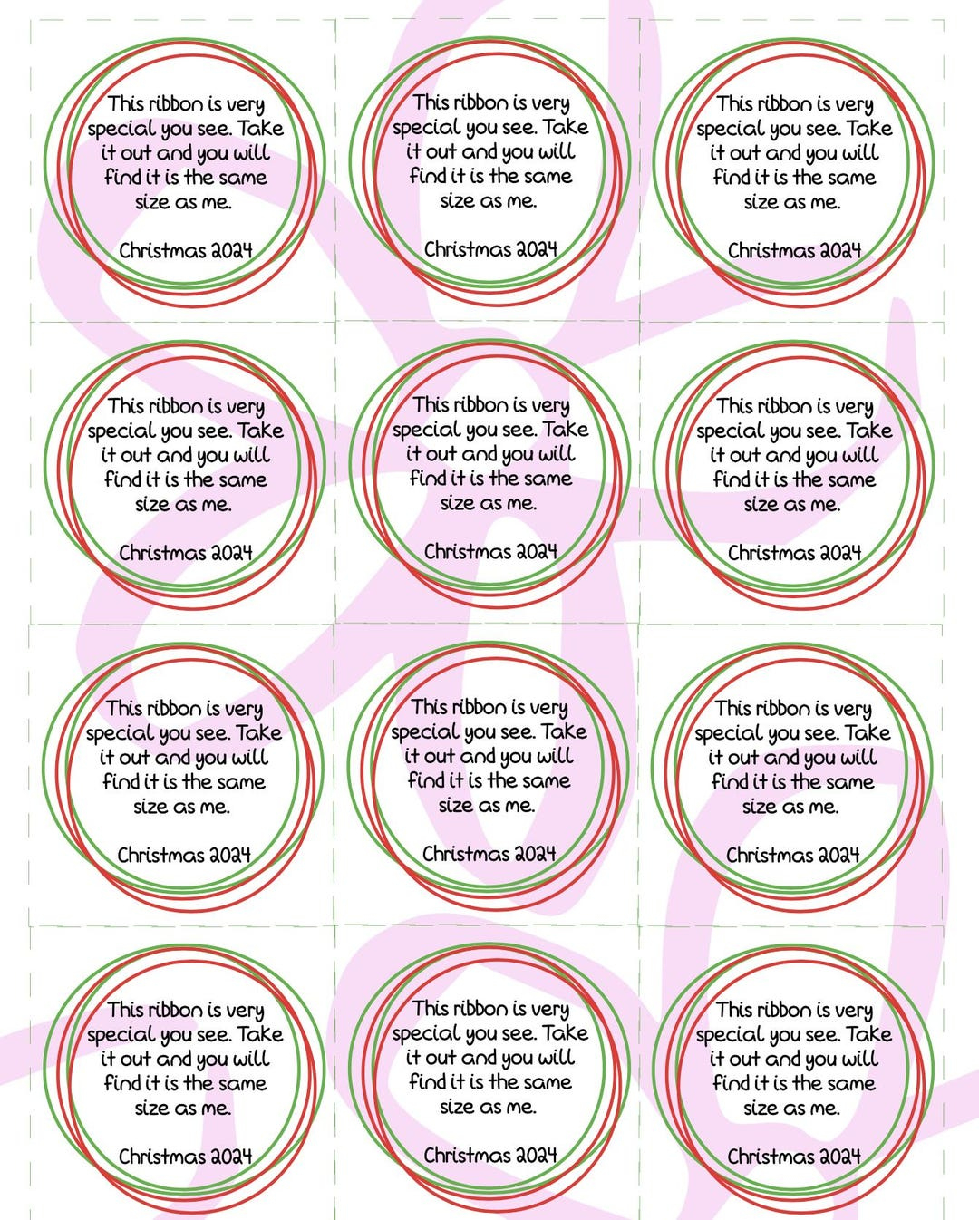 Instant Download/Printable - Ribbon Christmas Ornament - You Will throughout Ribbon Height Poem Free Printable