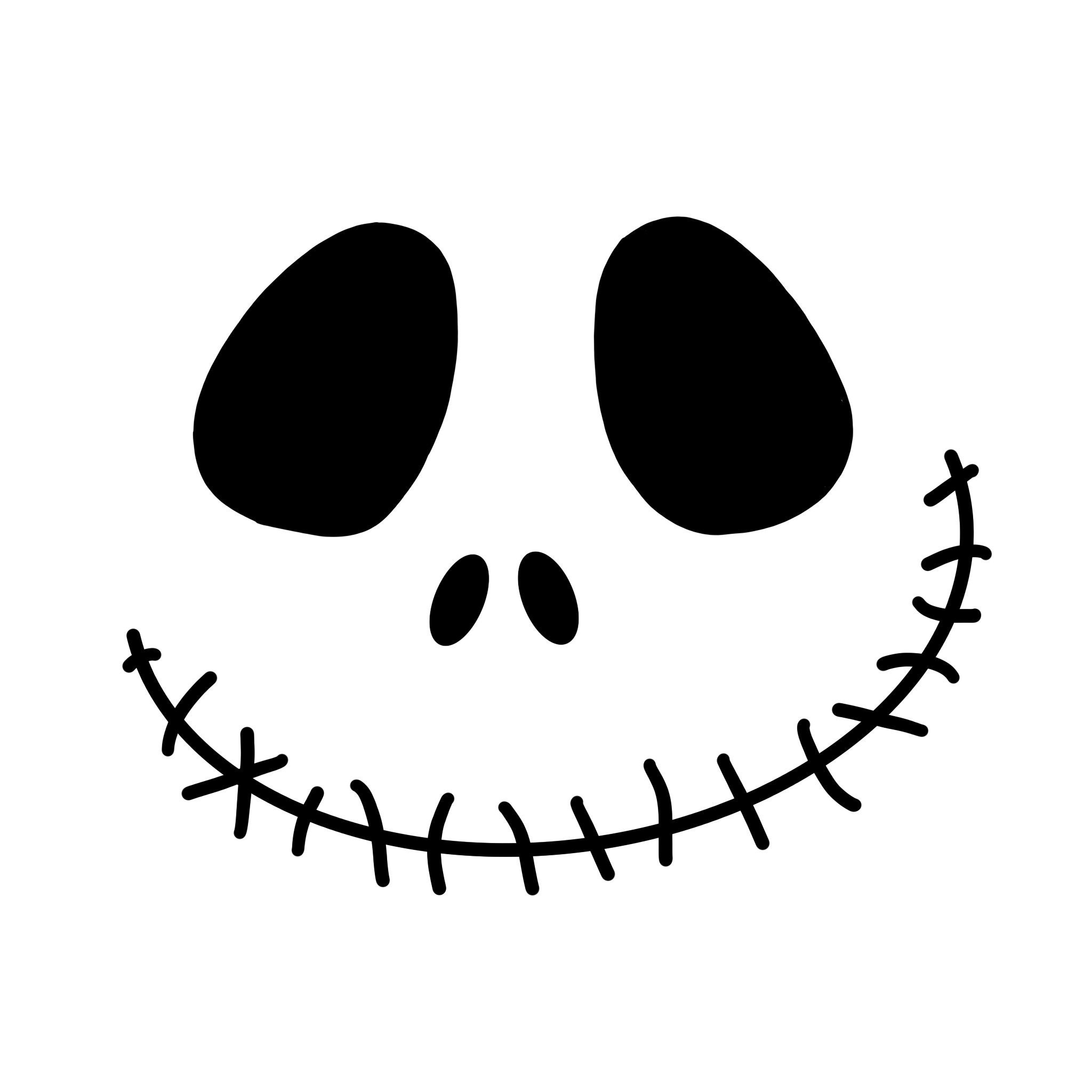 Jack Skellington Face (The Nightmare Before Christmas) Digital Files - Svg/Pdf/Png/Jpeg - Halloween Coloring Pages, Pumpkin Carving Stencil throughout Jack Skellington Printable Face