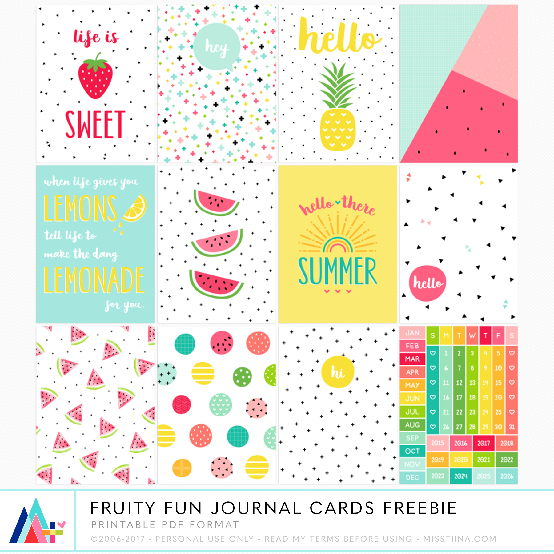 Journal Cards • Miss Tiina · Tina Raparanta intended for Journal Cards Free Printable